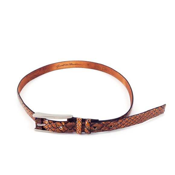 QUALHEIM BOLLORINI Leather Snakeskin Belt - Picture 3 of 12